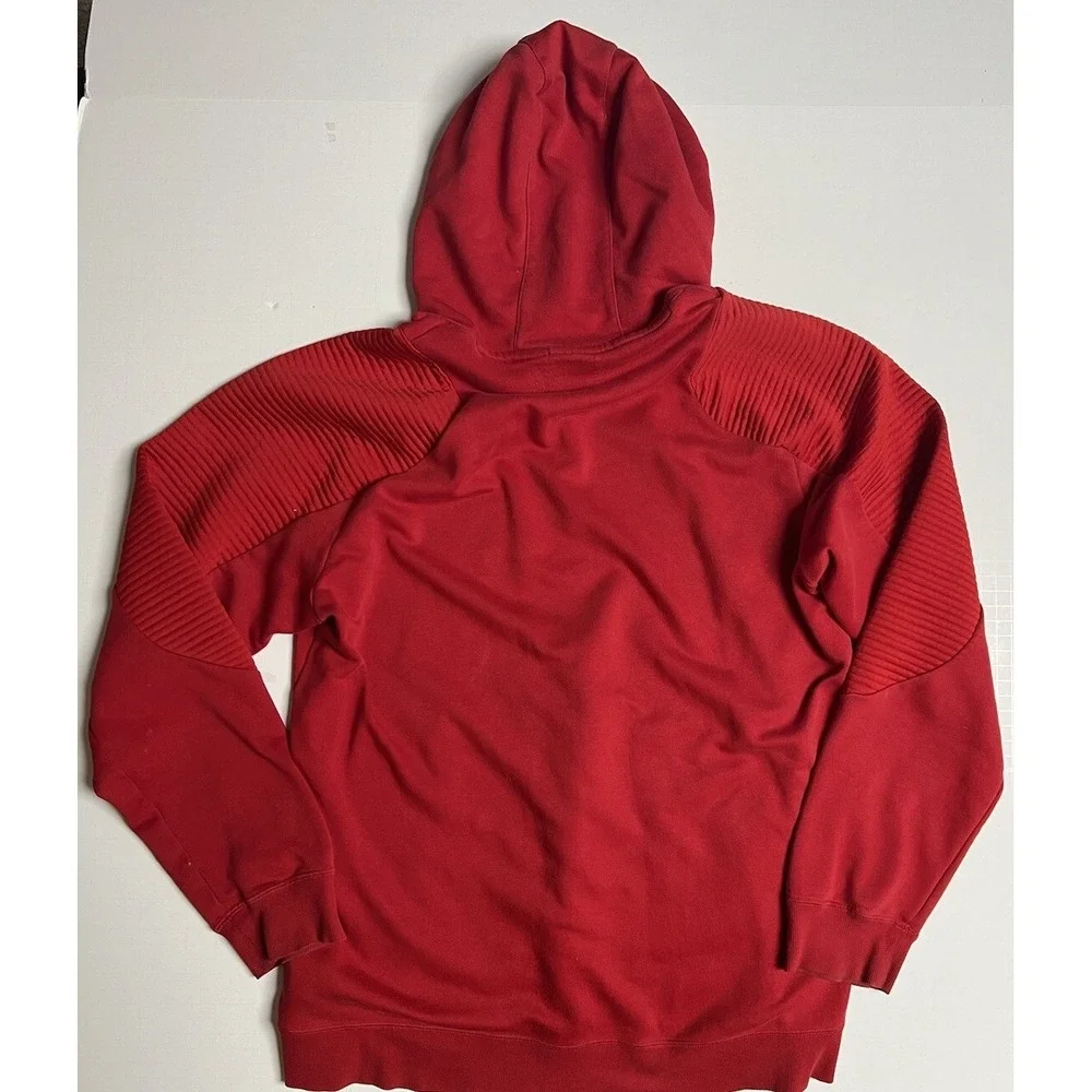 Adidas Originals Rubber Logo Trefoil Cross Neck Hoodie Red Mens Sz‎ L
